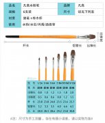 凡高狼毫水粉油画笔丙烯颜料画笔绘画水彩笔6支套装